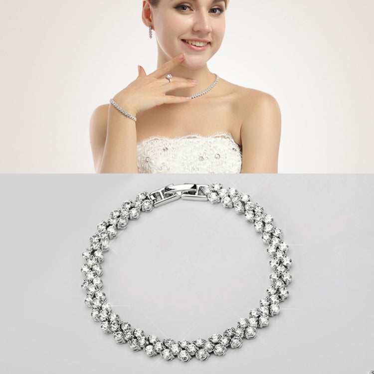 Pulseiras Romanas com Zircão da Moda de 17cm, Pulseira Banhada a Platina, Joalharia, 17cm