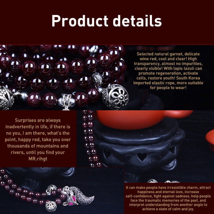 Fashion Jewelry Accessory Garnet Beads Bracelet, Red Agate & Elephant, Red Agate & Pi Xiu, Violitde, Garnet, Blue Sandstone & Calabash, Red Agate & Buddha Head, Aquamarine & Longevity Lock, White Jade, Pink Crystal & Cat, Pink Crystal & Elephant & Fish