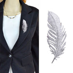 Broche de Corsage de Platina de Alta Qualidade com Padrão de Pena Simples para Senhora, Padrão de Pena