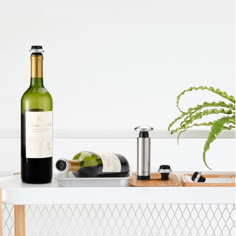 Conjunto Original Xiaomi Youpin CircleJoy de Tampas de Conservação de Vinho Tinto em Aço Inoxidável, Estilo: 4 Tampas com Uma Bomba, 4 Tampas com Uma Bomba