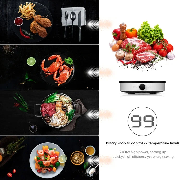 Fogão de Indução Original Xiaomi Mijia 2100W com Ecrã OLED, Controlo por App com Conexão NFC, Plugue US, Fogão 2 2100W