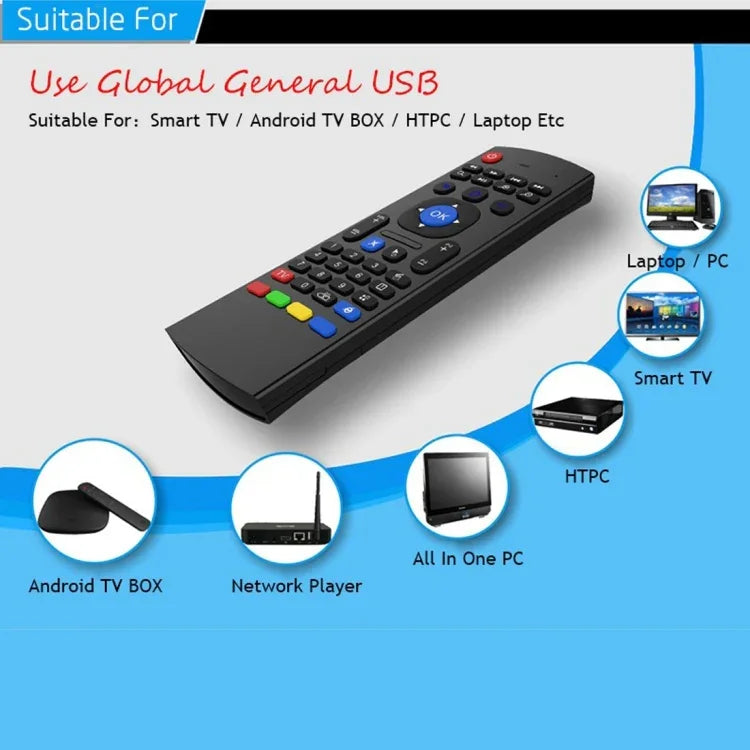 Comando Teclado Sem Fios MX3-M Air Mouse 2.4G com Microfone para Android TV Box / Mini PC, Air Mouse com Microfone