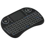 Teclado Mini i8 Sem Fios QWERTY 2.4GHz com Retroiluminação Colorida, Touchpad e Controlo Multimédia para PC, Android TV BOX, X-BOX, Smartphones, Muda Retroiluminação Colorida