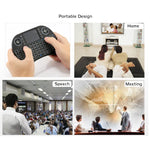 Teclado Mini i8 Sem Fios QWERTY 2.4GHz com Retroiluminação Colorida, Touchpad e Controlo Multimédia para PC, Android TV BOX, X-BOX, Smartphones, Muda Retroiluminação Colorida