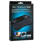 Teclado Mini i8 Sem Fios QWERTY 2.4GHz com Retroiluminação Colorida, Touchpad e Controlo Multimédia para PC, Android TV BOX, X-BOX, Smartphones, Muda Retroiluminação Colorida