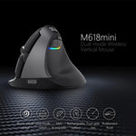 Rato Vertical Ergonómico Mini Sem Fios DELUX M618 2.4G 2400DPI USB Recarregável, M618 Cinzento