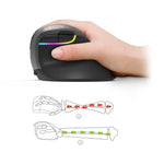 Rato Vertical Ergonómico Mini Sem Fios DELUX M618 2.4G 2400DPI USB Recarregável, M618 Cinzento