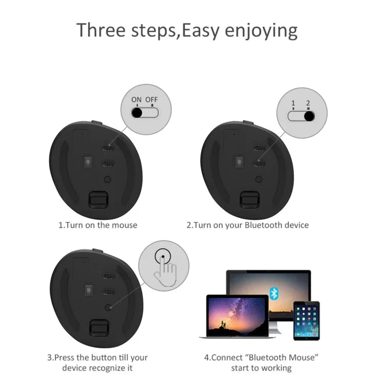 Rato Vertical Ergonómico Mini Sem Fios DELUX M618 2.4G 2400DPI USB Recarregável, M618 Cinzento