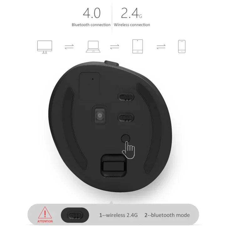 Rato Vertical Ergonómico Mini Sem Fios DELUX M618 2.4G 2400DPI USB Recarregável, M618 Cinzento