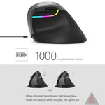 Rato Vertical Ergonómico Mini Sem Fios DELUX M618 2.4G 2400DPI USB Recarregável, M618 Cinzento