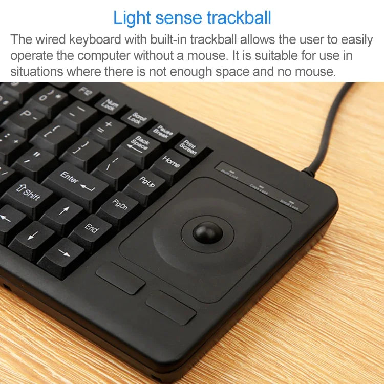 Teclado com Trackball Com Fios DS-8900 USB Interface, Resistência a Salpicos, Gravação a Laser, Comprimento: 1.5m, DS-8900 USB