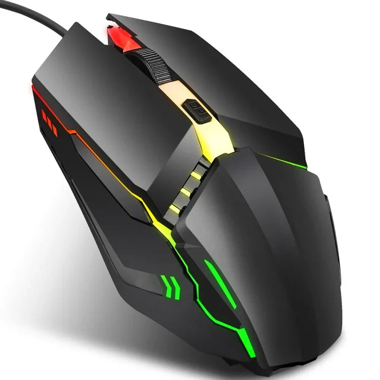 Rato Gaming Com Fios HXSJ S200 USB2.0 1600dpi Ajustável com 4 Teclas e Luz Colorida, Comprimento: 1.5m