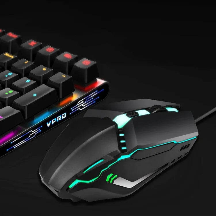Rato Gaming Com Fios HXSJ S200 USB2.0 1600dpi Ajustável com 4 Teclas e Luz Colorida, Comprimento: 1.5m