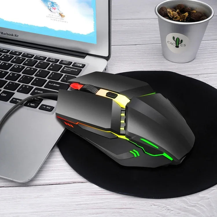 Rato Gaming Com Fios HXSJ S200 USB2.0 1600dpi Ajustável com 4 Teclas e Luz Colorida, Comprimento: 1.5m