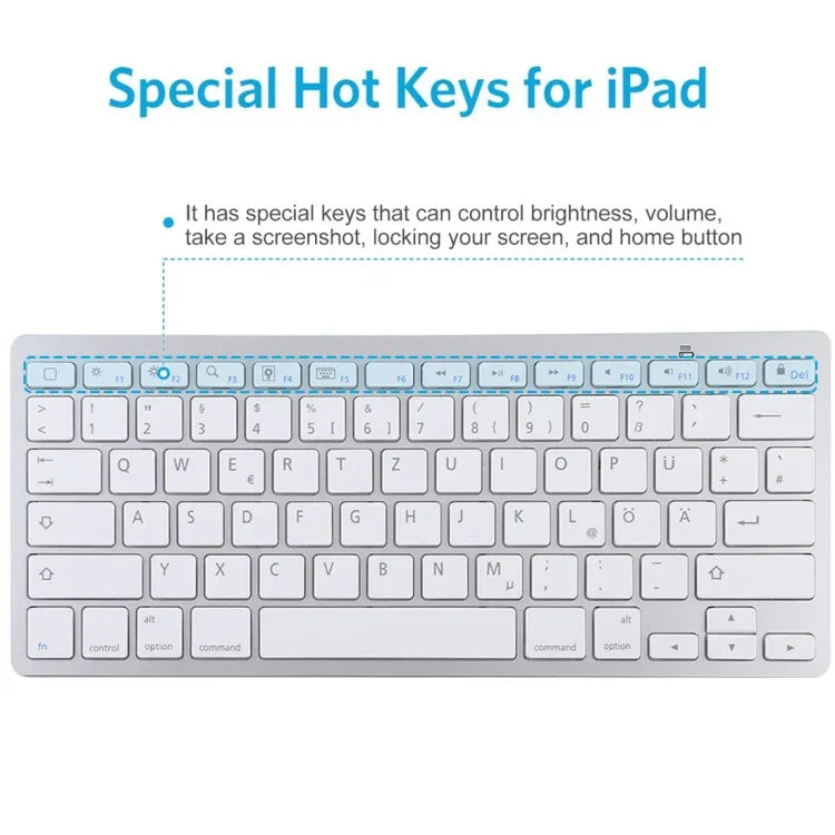 Teclado Bluetooth Sem Fios Ultra-fino WB-8022, Teclas Alemãs, Teclas Alemãs