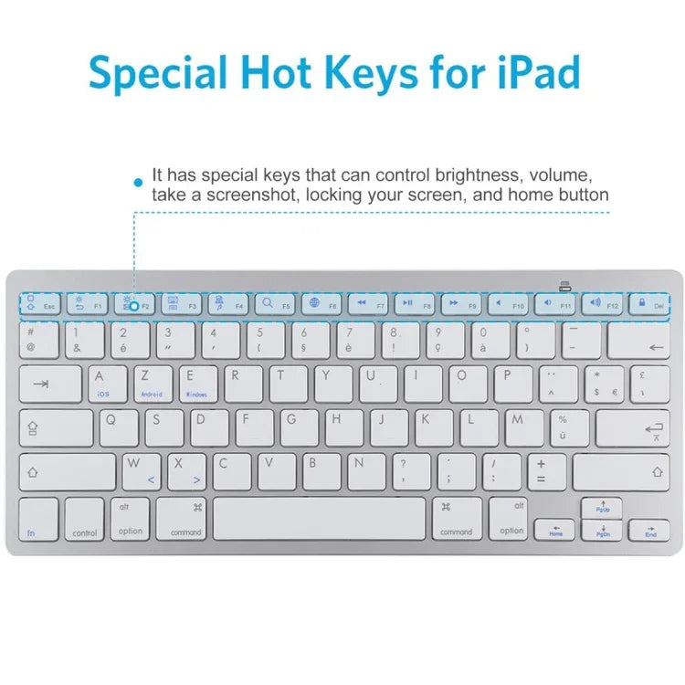 Teclado Bluetooth Sem Fios Ultra-fino WB-8022 para iPad, Samsung, Huawei, Xiaomi, Tablets ou Smartphones, Teclas Francesas, Teclas Francesas