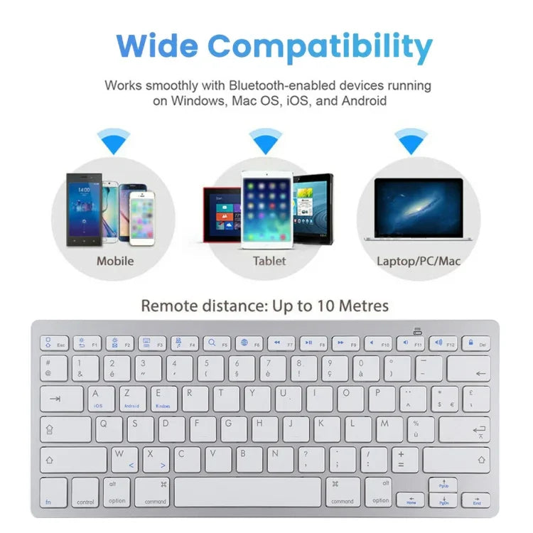 Teclado Bluetooth Sem Fios Ultra-fino WB-8022 para iPad, Samsung, Huawei, Xiaomi, Tablets ou Smartphones, Teclas Francesas, Teclas Francesas