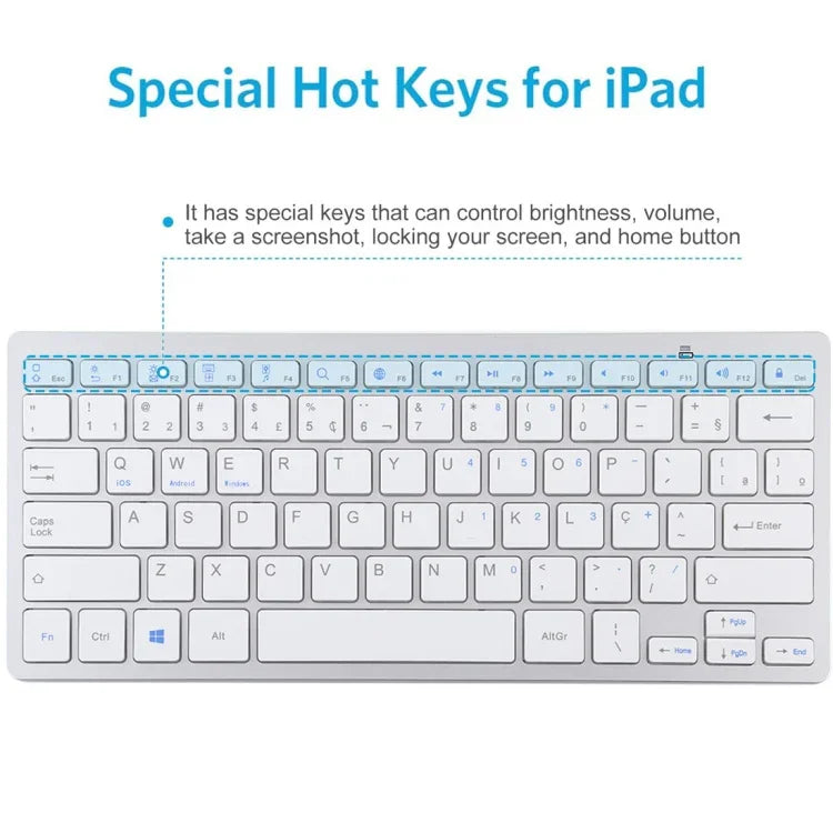 Teclado Bluetooth Sem Fios Ultra-fino WB-8022, Teclas Portuguesas, Teclas Portuguesas