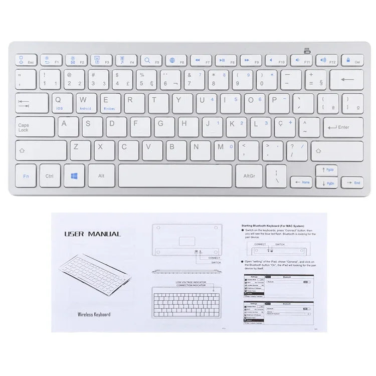 Teclado Bluetooth Sem Fios Ultra-fino WB-8022, Teclas Portuguesas, Teclas Portuguesas
