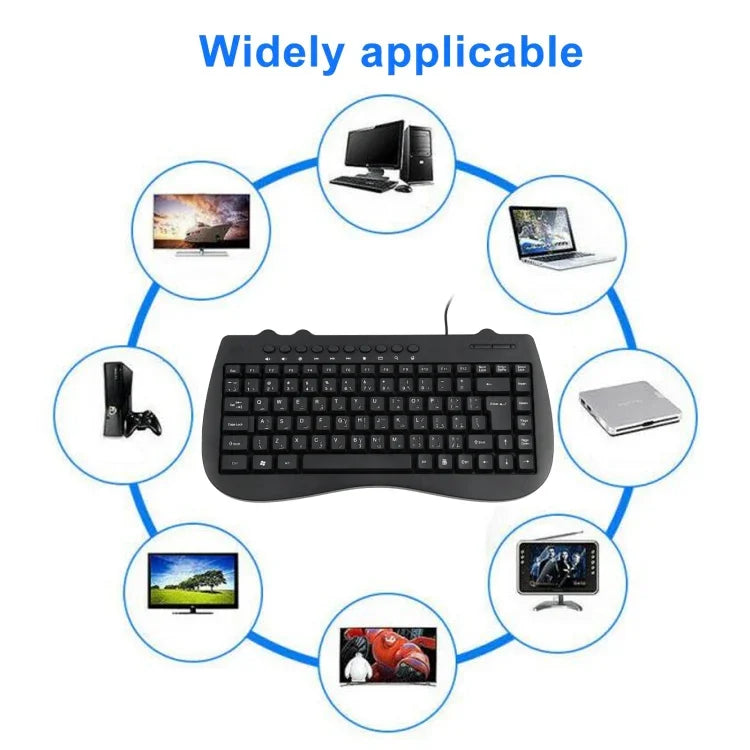 Teclado Mini Multimédia Com Fios para Portátil KB-301B, Versão Árabe (Preto), Versão Árabe
