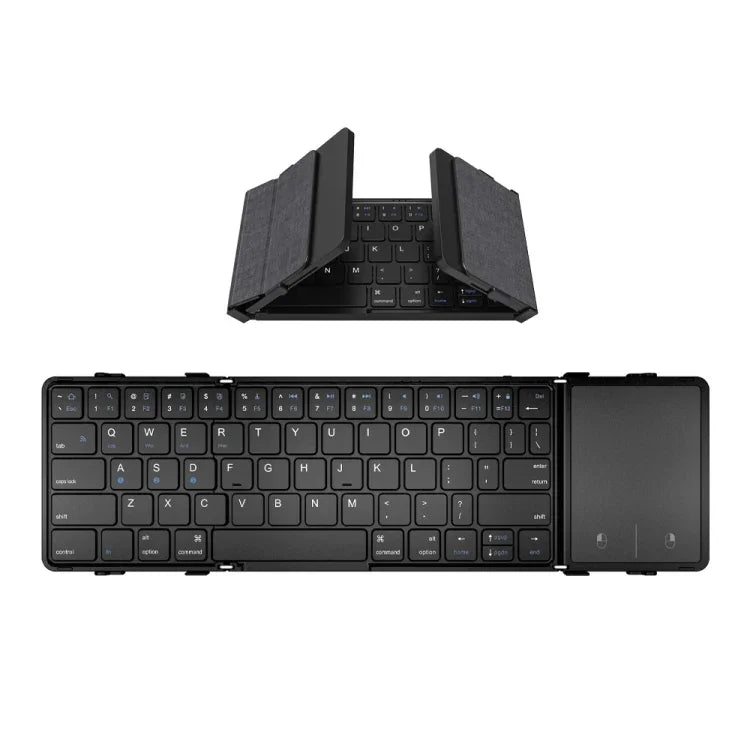 Teclado Bluetooth Portátil de Couro Dobrável em Três Partes B1053