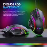 Rato com Fios MKESPN X15 Velocidade Total 12800DPI 12 Botões com Definição Macro RGB, x15