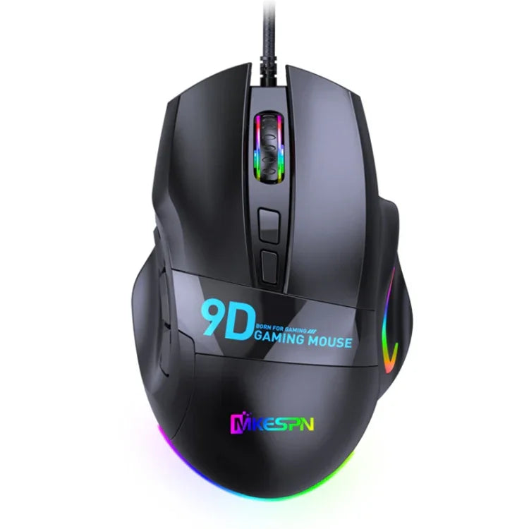 Rato Gaming com Fios MKESPN X10 9 Botões RGB Velocidade Total com Definição Macro, Velocidade Total com Definição Macro