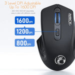 Rato Sem Fios Silencioso Recarregável iMICE G-1800 4 Botões 1600 DPI 2.4GHz para Computador PC Portátil