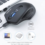 Rato Sem Fios Silencioso Recarregável iMICE G-1800 4 Botões 1600 DPI 2.4GHz para Computador PC Portátil