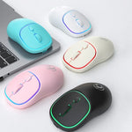 Rato Sem Fios Silencioso Recarregável iMICE W-618 4 Botões 1600 DPI 2.4GHz Bluetooth para Computador PC Portátil, W-618 2.4GHz e Bluetooth