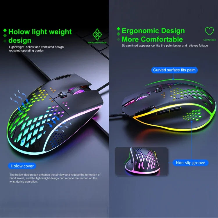 Rato Gaming iMICE T97 com Luz LED RGB, USB, 7 Botões, 7200 DPI, Com Fio