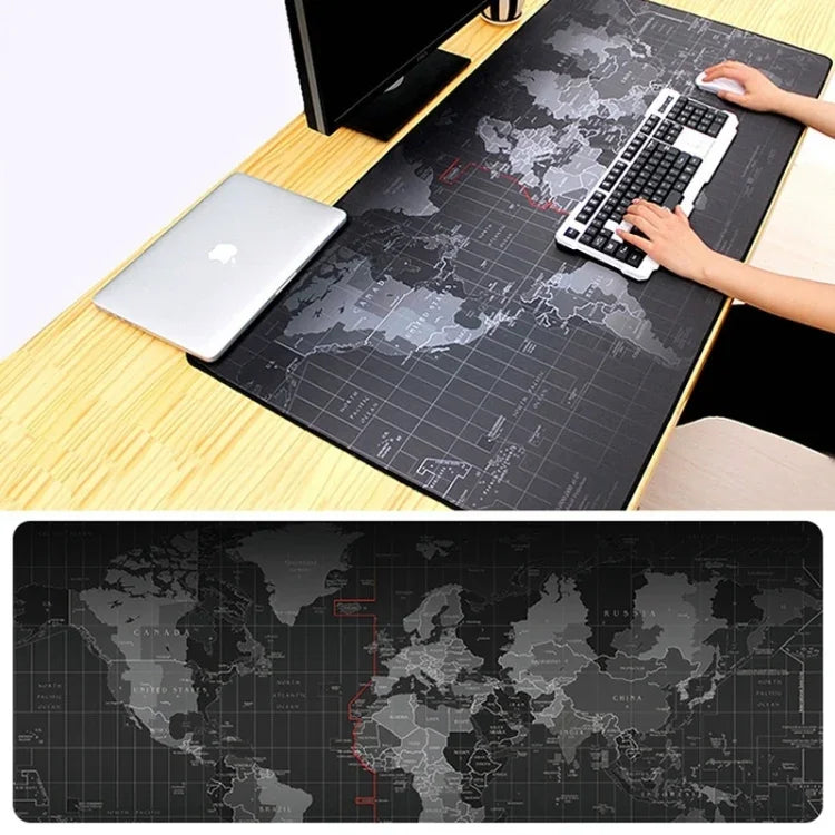 Tapete de Rato e Teclado Grande Estendido com Padrão de Mapa-Múndi Antiderrapante, Superfície de Borracha Macia e Tecido Suave, Tamanho: 80 x 30cm