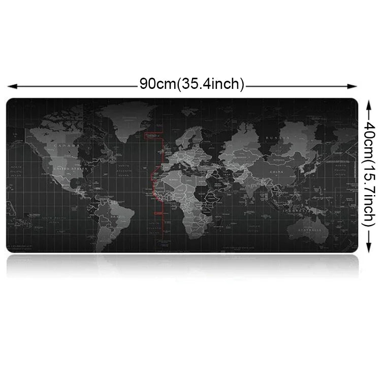 Tapete de Rato e Teclado Grande Estendido com Padrão de Mapa-Múndi Antiderrapante, Superfície de Borracha Macia e Tecido Suave, Tamanho: 90 x 40cm