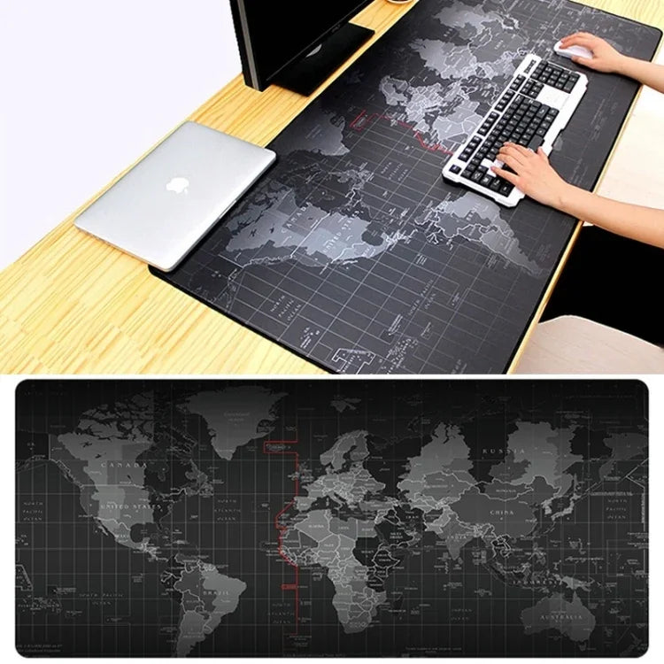 Tapete de Rato e Teclado Grande Estendido com Padrão de Mapa-Múndi Antiderrapante, Superfície de Borracha Macia e Tecido Suave, Tamanho: 100 x 50cm