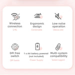 HXSJ M107 Rato Sem Fios Recarregável 2.4GHz + Bluetooth 5.1 1600 DPI 4 Botões Modo Duplo, Versão com Bateria