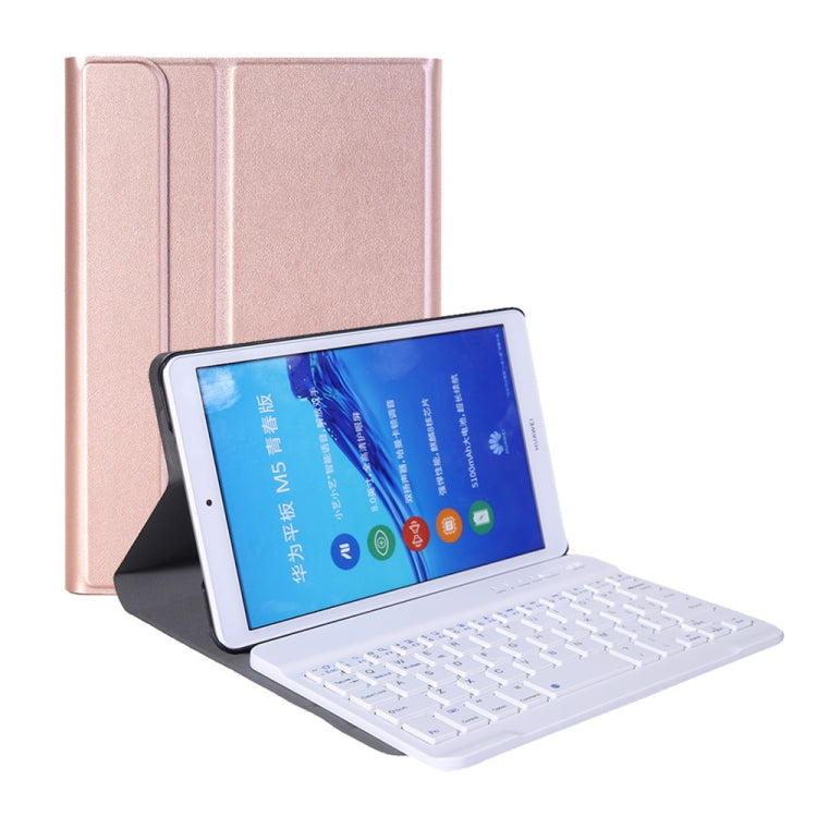A0M5 Teclado Bluetooth Destacável + Capa de Couro Ultrafinah com Flip Horizontal para Tablet Huawei MediaPad M5 & Honor Tab 5 8 polegadas, com Suporte