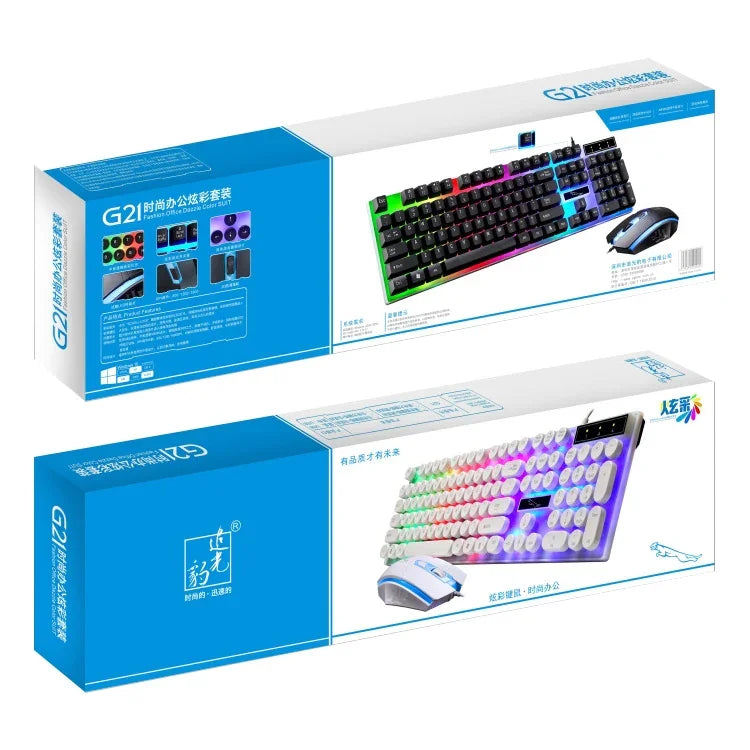 Conjunto Teclado + Rato Luminoso com Fio ZGB G21, G21 (Preto)