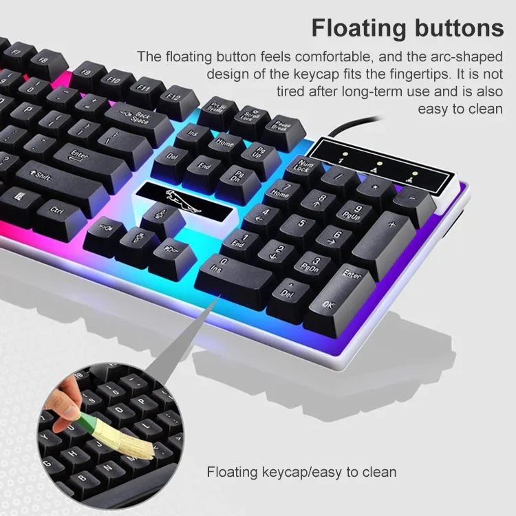 Conjunto Teclado + Rato Luminoso com Fio ZGB G21, G21 (Preto)