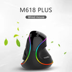 Rato Óptico Com Fio DELUX M618 Plus RGB Ergonómico Vertical 4000DPI, 4000DPI Com Fio