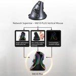 Rato Óptico Com Fio DELUX M618 Plus RGB Ergonómico Vertical 4000DPI, 4000DPI Com Fio