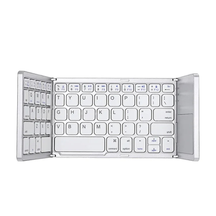 Teclado Sem Fios Bluetooth Recarregável 3 Dobráveis com 64 Teclas e Touchpad B033, 3 Dobráveis 64 Teclas com Touchpad Branco
