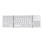 Teclado Sem Fios Bluetooth Recarregável 3 Dobráveis com 64 Teclas e Touchpad B033, 3 Dobráveis 64 Teclas com Touchpad Branco