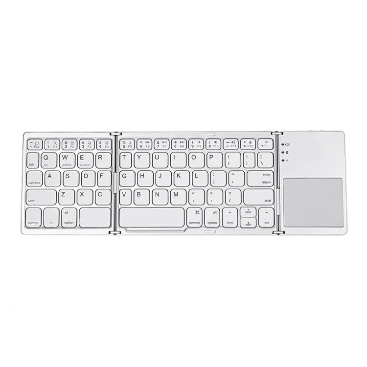 Teclado Sem Fios Bluetooth Recarregável 3 Dobráveis com 64 Teclas e Touchpad B033, 3 Dobráveis 64 Teclas com Touchpad Branco