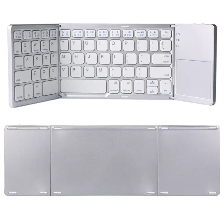Teclado Sem Fios Bluetooth Recarregável 3 Dobráveis com 64 Teclas e Touchpad B033, 3 Dobráveis 64 Teclas com Touchpad Branco