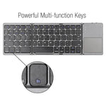 Teclado Sem Fios Bluetooth Recarregável 3 Dobráveis com 64 Teclas e Touchpad B033, 3 Dobráveis 64 Teclas com Touchpad Branco