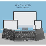 Teclado Sem Fios Bluetooth Recarregável 3 Dobráveis com 64 Teclas e Touchpad B033, 3 Dobráveis 64 Teclas com Touchpad Branco