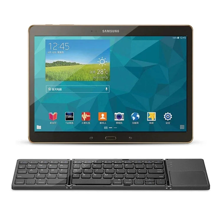 Teclado Sem Fios Bluetooth Recarregável 3 Dobráveis com 64 Teclas e Touchpad B033, 3 Dobráveis 64 Teclas com Touchpad Branco