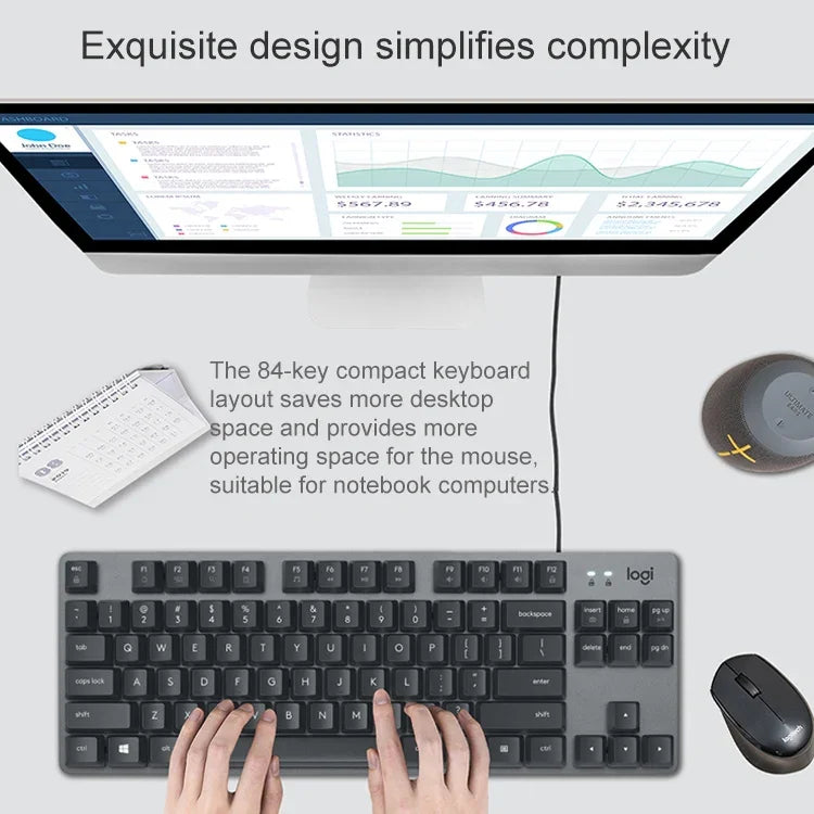 Teclado Mecânico Mini Com Fios Logitech K835, Eixo Verde, Eixo Verde