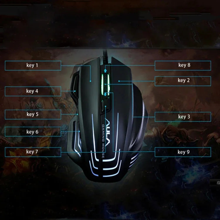 Rato de Jogo USB Com Fios Aula Série Ghost Shark II com Luzes Coloridas 7D Óptico Competitivo, Resolução Máxima de 4000 DPI, Ghost Shark II(B)