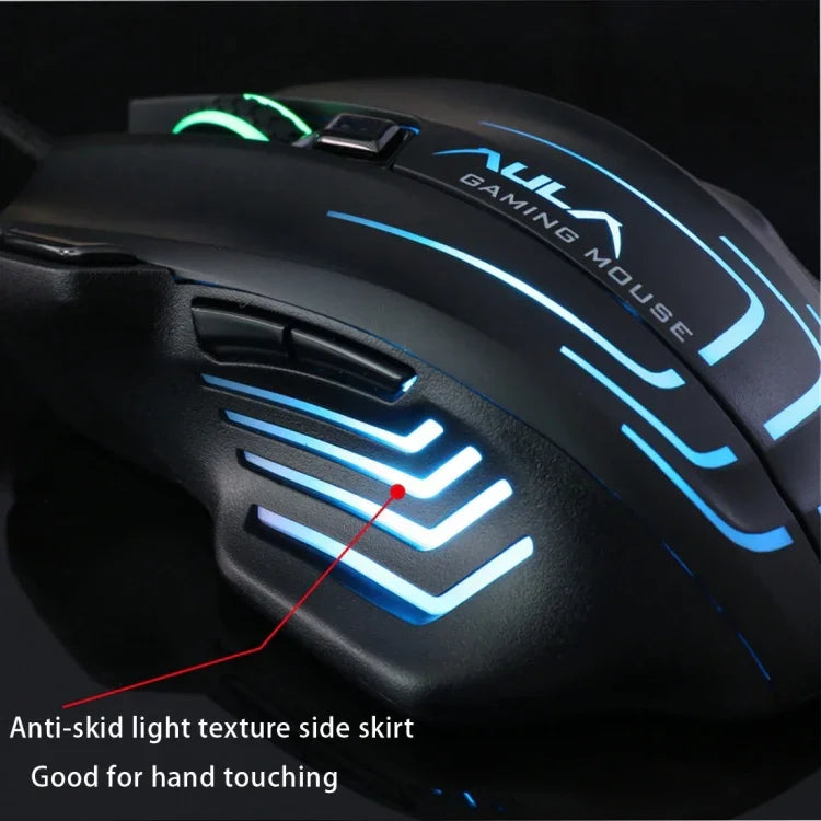Rato de Jogo USB Com Fios Aula Série Ghost Shark II com Luzes Coloridas 7D Óptico Competitivo, Resolução Máxima de 4000 DPI, Ghost Shark II(B)